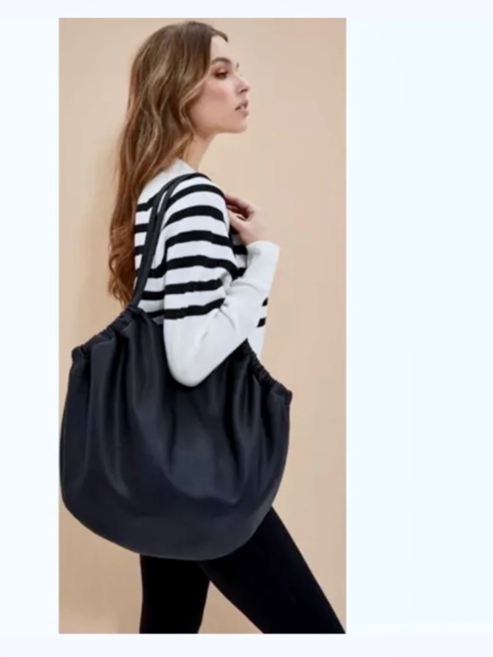 ZARA TRF Black Vegan Leather Hobo Shoulder Bag